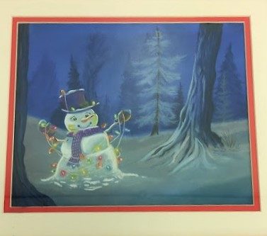 Carrie-Anne, Jolly Snowman, pastels.